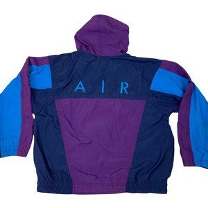 *SOLD* VTG 90s NIKE Men XL Full-Zip Crinkle Nylon Hoodie Windbreaker Color Block